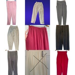Vintage 80s Womens Pants Lot Joggers Pink, Gray Cream Casual